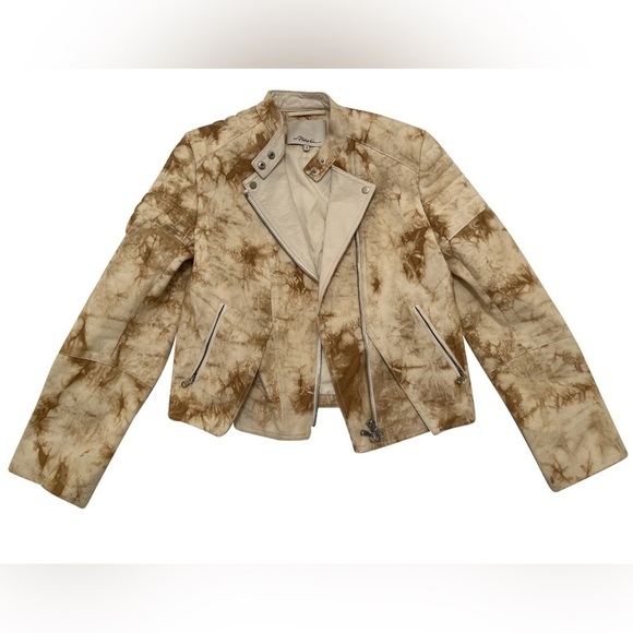 3.1 Phillip Lim Cream Fabric Leather Jacket Stand-Up Collar w matching Shorts 4 - Picture 1 of 10